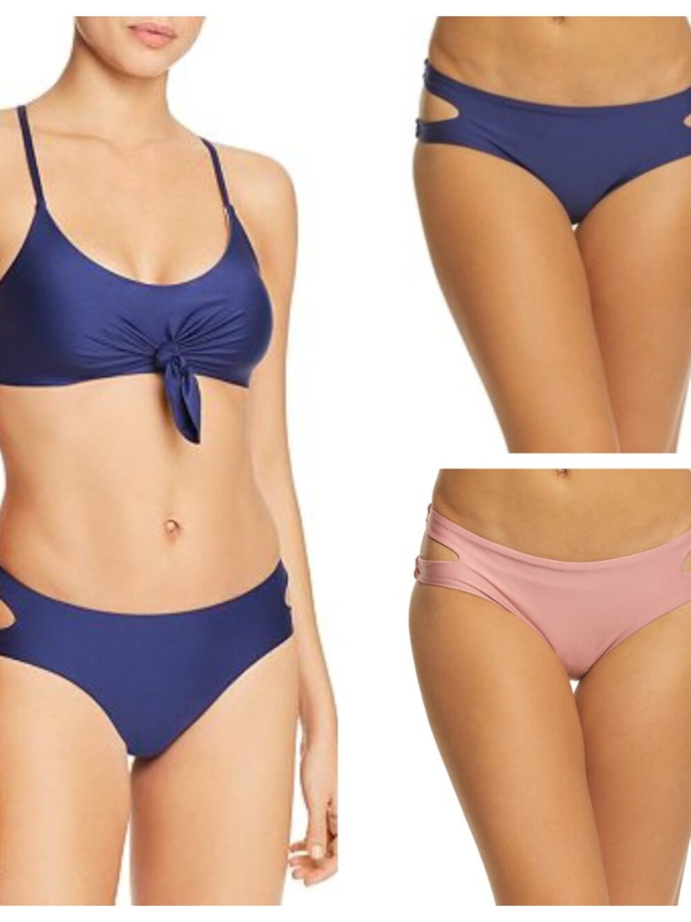 Splendid 2 PC Swimsuit Knotted Top Reversible Bottom Blue Small NWT